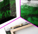 Abstract Ocean, Surreal Water, Green and Black, Framed Canvas Print, Coastal Minimalist Art, Modern Beach Wall Decor, Office Art
