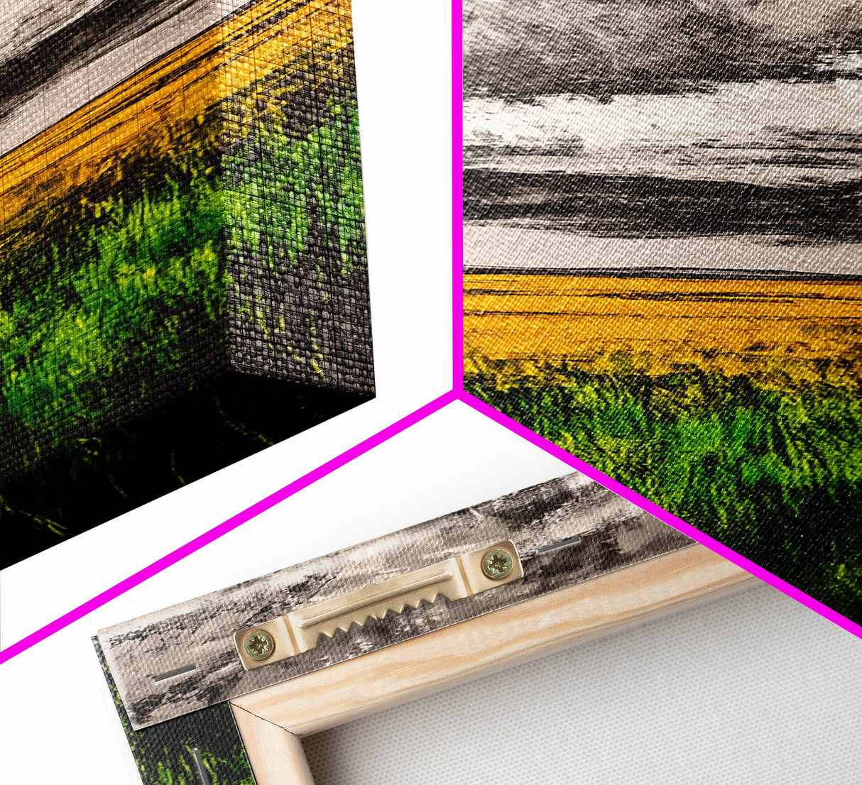 Golden Fields, Dramatic Sky, Green and Yellow, Canvas Print, Rustic Farmhouse Wall Art, Autumn Landscape Decor, Dining Room Art