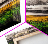Golden Fields, Dramatic Sky, Green and Yellow, Canvas Print, Rustic Farmhouse Wall Art, Autumn Landscape Decor, Dining Room Art