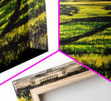 Rolling Fields, Nature Painting, Green Landscape, Framed Canvas Print, Country Wall Art, Rustic Decor, Cozy Living Room Artwork