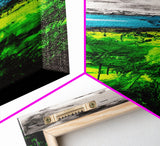 Abstract Greenery, Expressionist Art, Nature Inspired, Framed Canvas Print, Botanical Art, Contemporary Home Decor, Living Room Artwork
