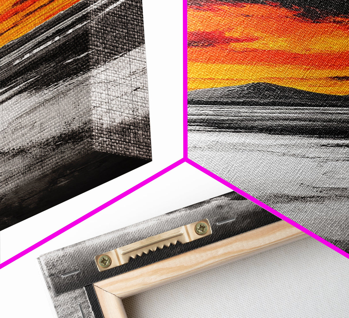 Volcanic Sunset, Fiery Sky, Abstract Mountain, Dramatic Art, Framed Canvas Print, Statement Wall Art, Bold Living Room Decor