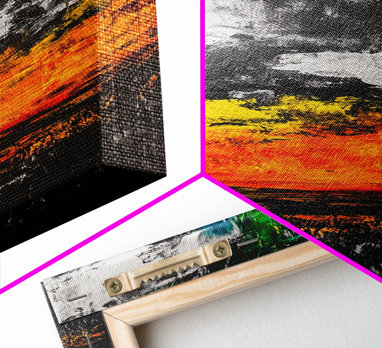 Fiery Sunset, Bold Abstract Art, Expressionist Painting, Colorful Landscape, Framed Canvas Print, Office Wall Art, Autumn Wall Decor