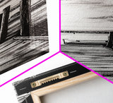 Wooden Dock, Black and White Lake Art, Rustic Cabin Wall Decor, Peaceful Waterfront Scene, Minimalist Landscape, Canvas Print