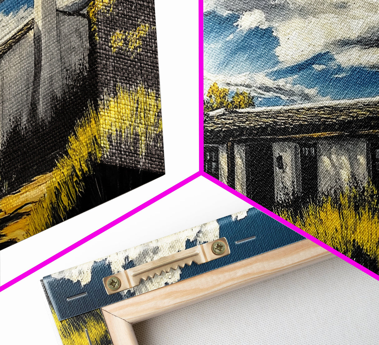 Rustic Desert House, Southwest Wall Art, Western Home Decor, Texas Ranch Art, Adobe House Painting, Earthy Boho Art, Framed Canvas Print