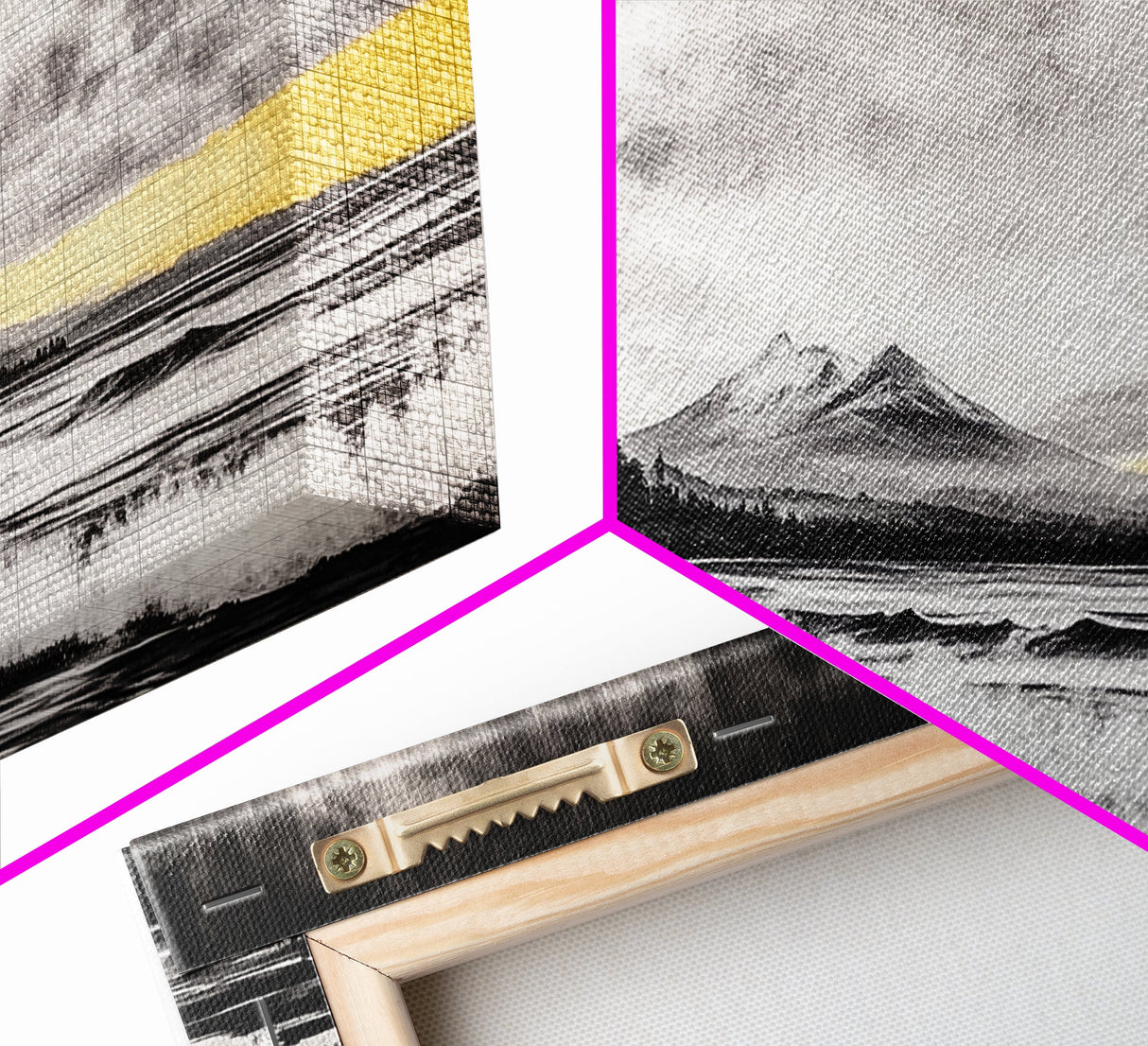 Stormy Ocean, Mountain View, Dramatic Landscape, Coastal Art, Black and White, Framed Canvas Print, Modern Wall Art, Office Decor