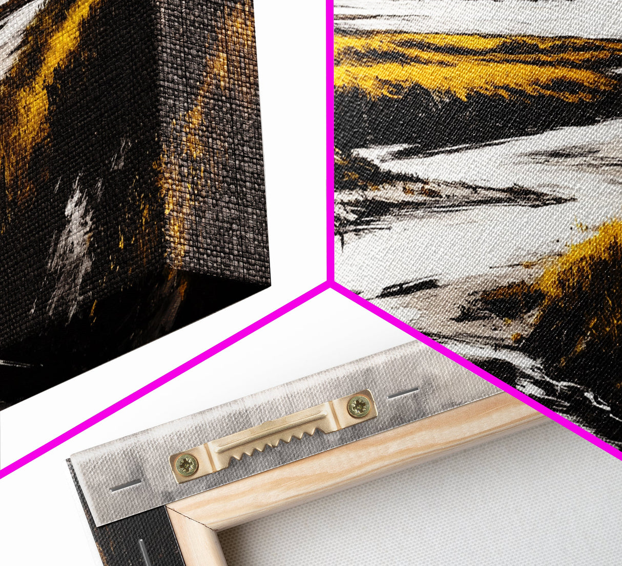 Golden Marsh, Ocean Landscape, Black and White Contrast, Nature Inspired, Minimalist Art, Framed Canvas Print, Bedroom Wall Decor