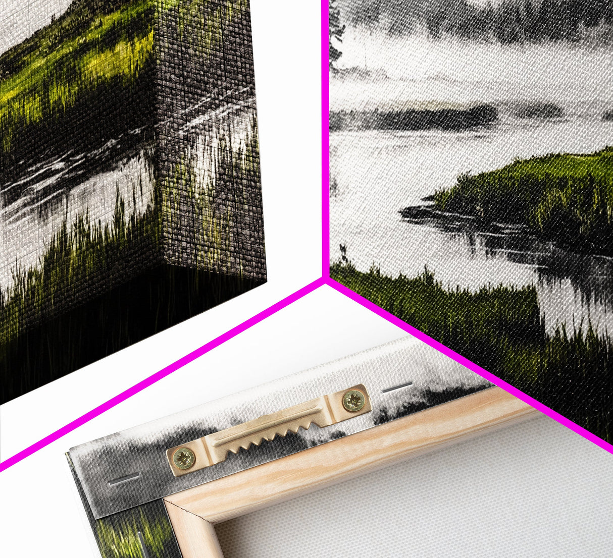 Misty Marsh, Green Landscape, Nature Lover Art, Framed Canvas Print, Serene Wall Art, Living Room Art, Minimalist Decor