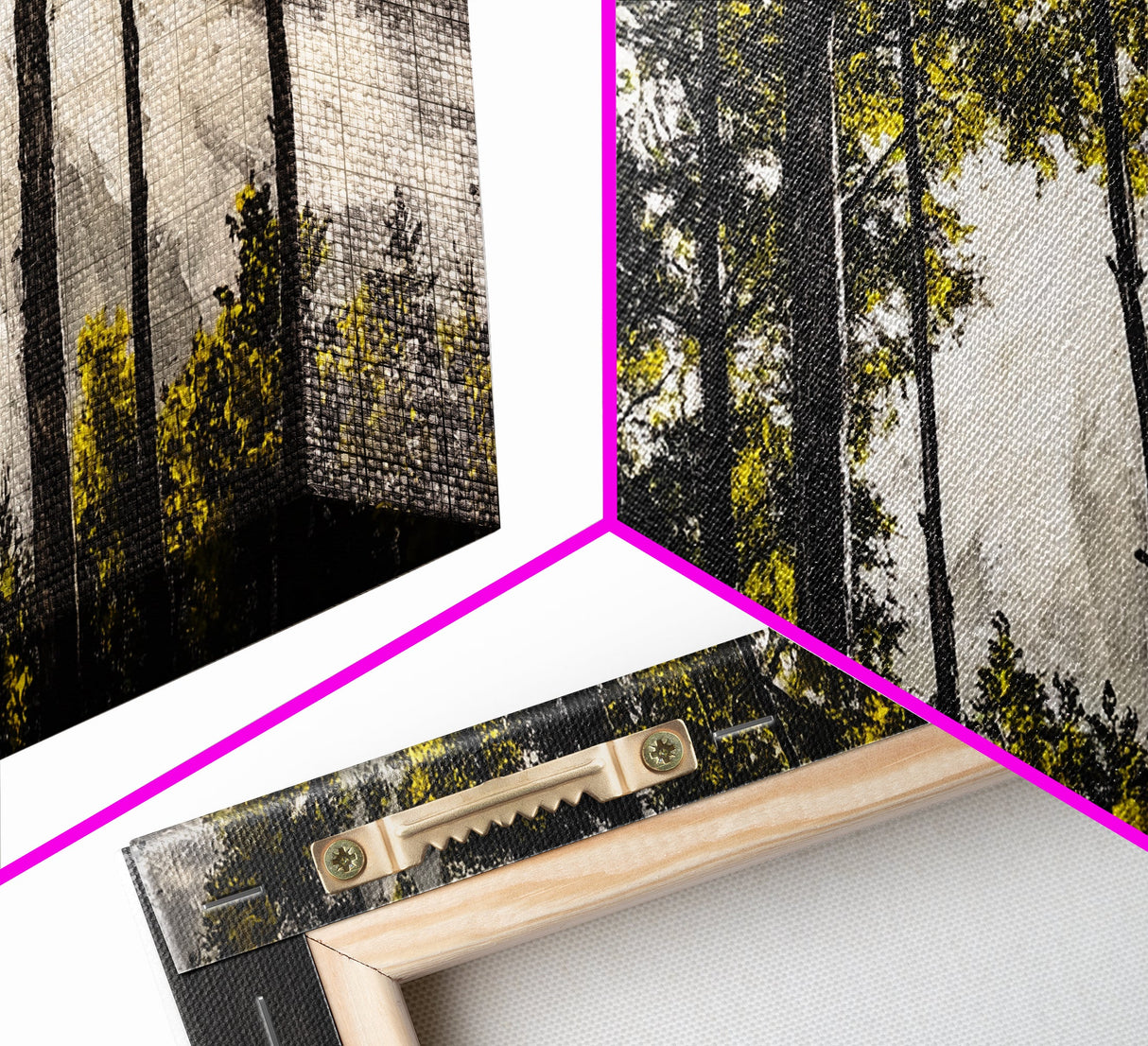 Sunlit Forest, Autumn Trees, Fall Home Decor, Framed Canvas Print, Nature Lover Gift, Cozy Wall Art, Woodland Art