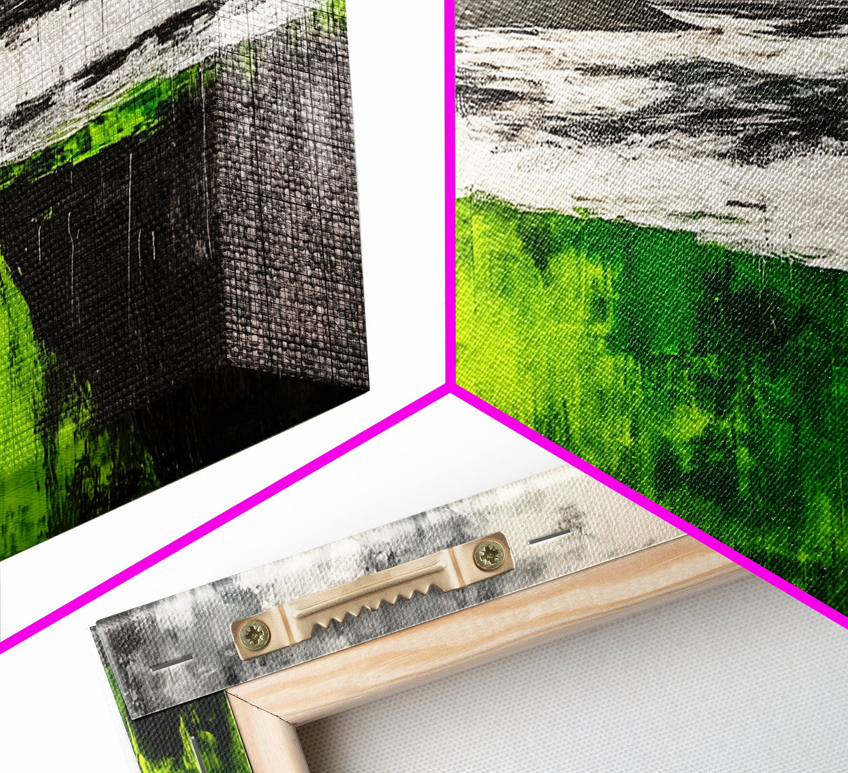 Green Cliffside, Coastal Landscape, Ocean Art, Black and White Seascape, Modern Home Decor, Nautical Theme Artwork, Framed Canvas Print