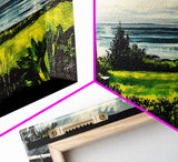 Tropical Beach View, Ocean Canvas Print, Relaxing Coastal Painting, Serene Landscape Wall Art, Living Room Decor, Framed Canvas Print