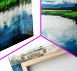 Blue Lake, Reflection Landscape, Nature Wall Art, Framed Canvas Print, Large Canvas Artwork, Modern Home Decor, Office Wall Art