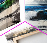 Ocean Waves, Blue and Green, Framed Canvas Print, Beach House Decor, Nautical Wall Art, Large Wall Art, Coastal Living, Modern Seascape