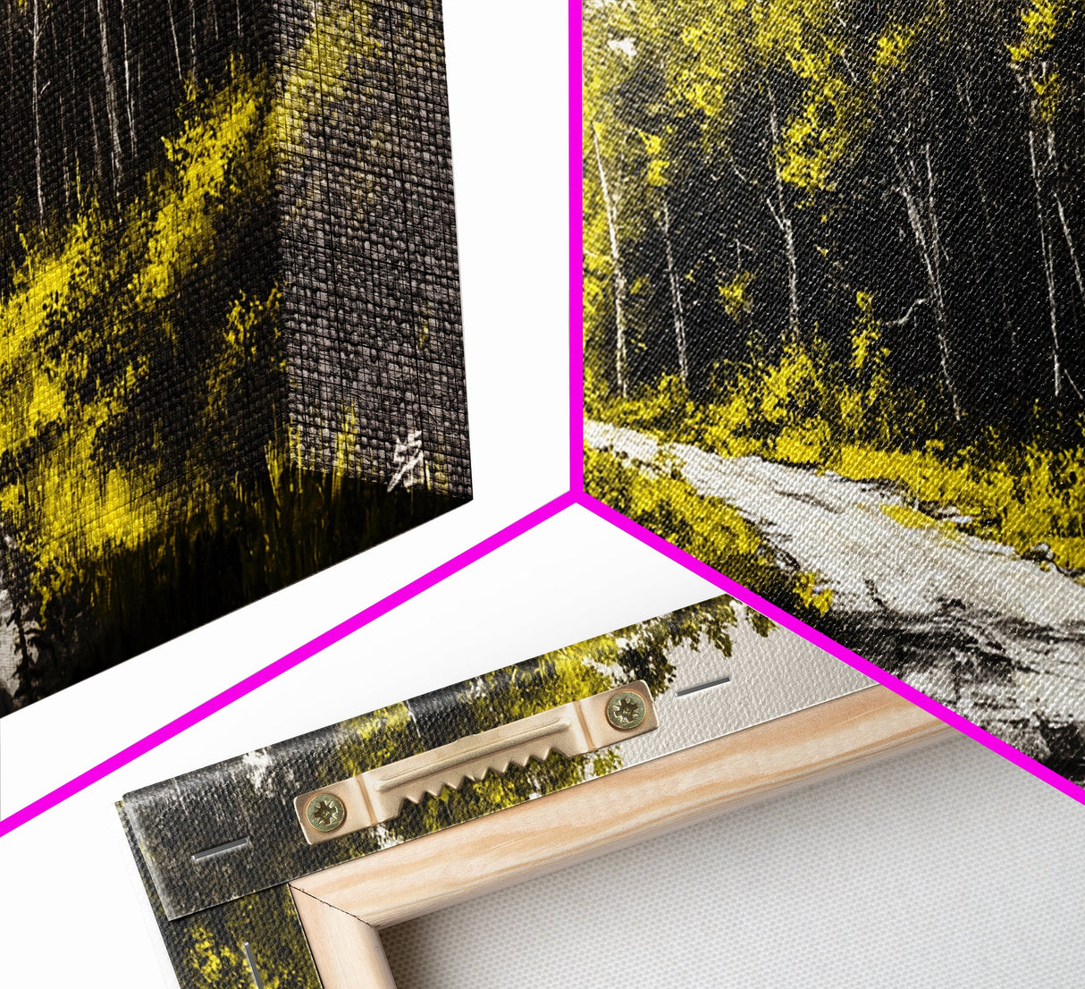 Forest Road, Scenic Nature Path, Rustic Landscape Painting, Greenery Wall Art, Country Home Decor, Framed Canvas Print, Office Artwork
