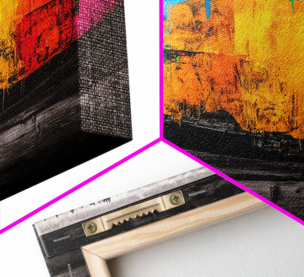Abstract Canoe, Vibrant Boat Painting, Coastal Art, Modern Boho Decor, Colorful Wall Art, Framed Canvas Print, Dining Room Accent