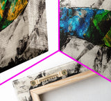 Abstract Wave, Dynamic Ocean Art, Surf Inspired Painting, Black and White Modern Art, Colorful Coastal Decor, Canvas Print, Hallway Art