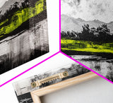 Mountain Reflection, Black and White Art, Minimalist Nature Print, Rustic Home Decor, Modern Landscape Painting, Canvas Print