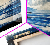 Blue Seascape, Coastal Landscape, Ocean Horizon Art, Serene Beach Painting, Nautical Wall Decor, Living Room Wall Art, Framed Canvas Print