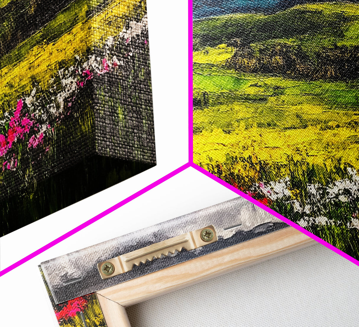 Spring Meadow Landscape, Mountain Wildflower Art, Vibrant Nature Wall Art, Farmhouse Decor, Impressionist Landscape, Framed Canvas Print