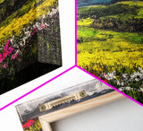 Spring Meadow Landscape, Mountain Wildflower Art, Vibrant Nature Wall Art, Farmhouse Decor, Impressionist Landscape, Framed Canvas Print