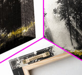 Misty Forest, Black and White, Nature Landscape, Framed Canvas Print, Tree Art, Moody Wall Decor, Rustic Cabin Art, Office Wall Art