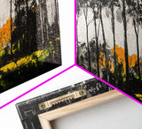 Autumn Trees, Woodland Scene, Black and White Forest, Framed Canvas Print, Nature Landscape Art, Fall Decor, Living Room Art, Rustic Art