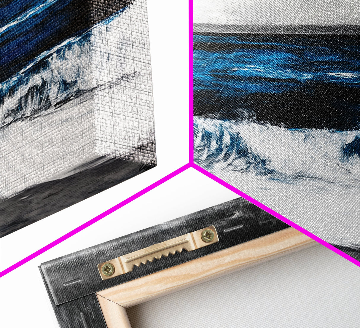 Ocean Waves, Moody, Blue, Coastal, Framed Canvas Print, Seascape Painting, Beach House Decor, Nautical Wall Art, Large Wall Art