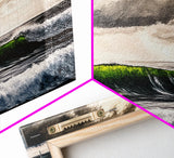 Green Wave, Stormy Ocean, Dramatic Canvas Print, Coastal Wall Art, Surfing Art, Minimalist Waves, Office Decor, Modern Seascape