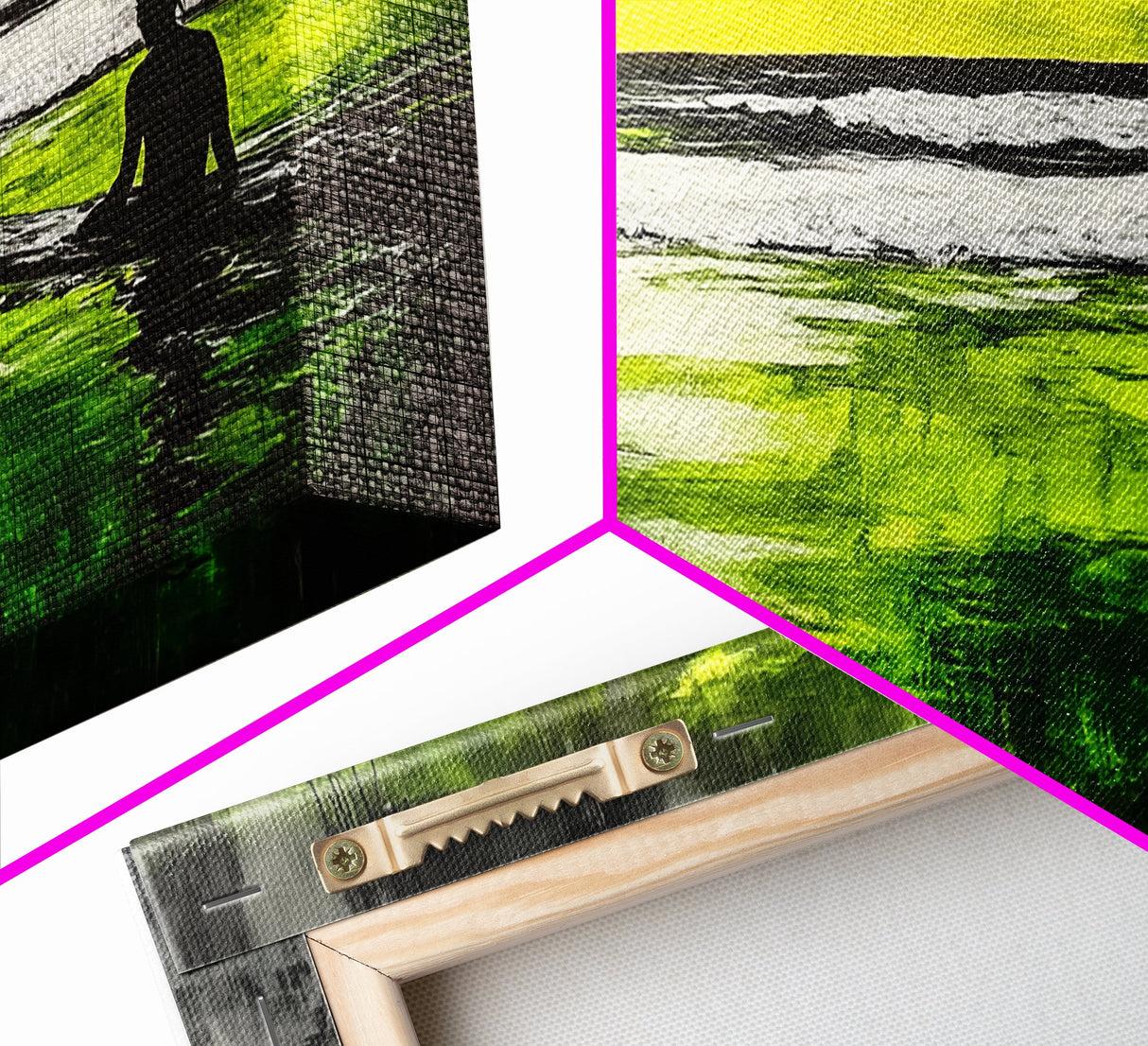 Surfer Waiting, Ocean Art, Tropical Canvas Print, Vibrant Green, Modern Wall Art, Surfing Decor, Beach House Vibes, Coastal Painting