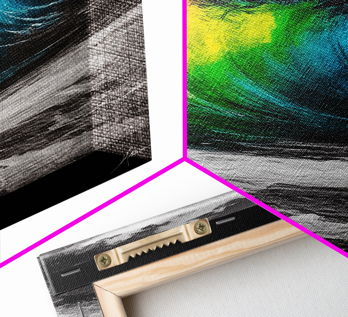 Vibrant Ocean Wave, Abstract Surf Art, Tropical Wall Art, Framed Canvas Print, Beach House Decor, Coastal Living Room Wall Art