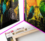 Cactus, Bold Colors, Desert, Vibrant, Framed Canvas Print, Southwest Wall Art, Boho Decor, Modern Abstract Painting, Nature Inspired