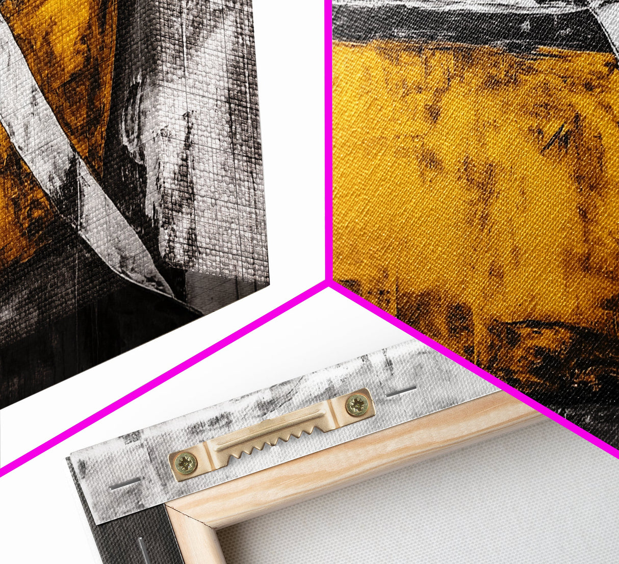 Minimalist Abstract, Yellow Black Art, Industrial Wall Decor, Urban Loft Accent, Framed Canvas Print, Modern Home Office Art