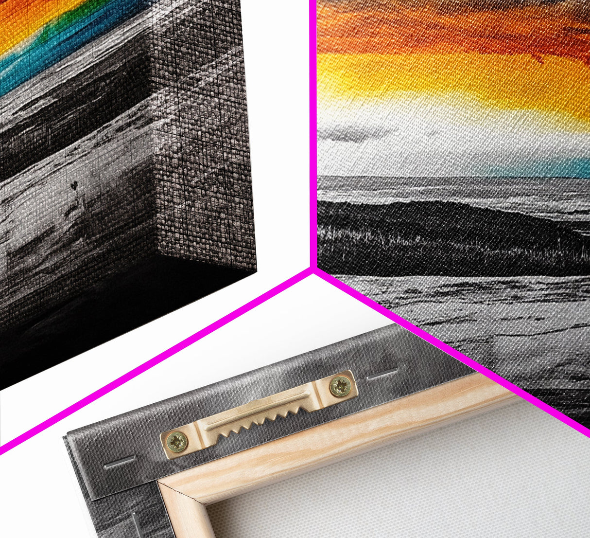 Sunset Horizon, Dramatic Sky, Abstract, Modern Nature Art, Living Room Wall Art, Framed Canvas Print, Colorful Painting, Scenic View