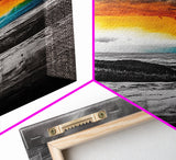 Sunset Horizon, Dramatic Sky, Abstract, Modern Nature Art, Living Room Wall Art, Framed Canvas Print, Colorful Painting, Scenic View