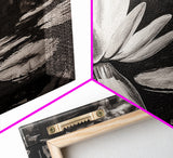 Lotus Flower, Black and White Botanical Art, Zen Wall Decor, Nature Painting, Minimalist Canvas Print, Bedroom Meditation Art