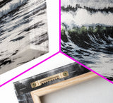 Ocean Wave, Coastal Art, Large Wall Art, Black and White Painting, Abstract Seascape, Living Room Decor, Framed Canvas Print, Beach House
