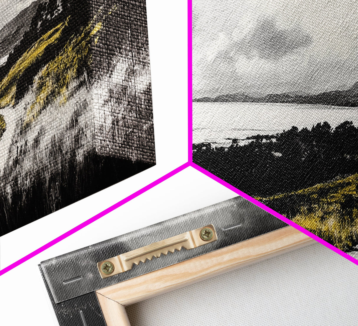 Golden Field, Pathway Landscape, Black and White Art, Moody Sky, Scenic Wall Decor, Office Wall Art, Canvas Print, Minimalist Nature