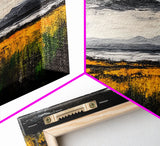 Moody Landscape Painting, Autumn Field Art, Dark Sky Nature Wall Decor, Rustic Country Home Art, Earthy Farmhouse Style, Canvas Print