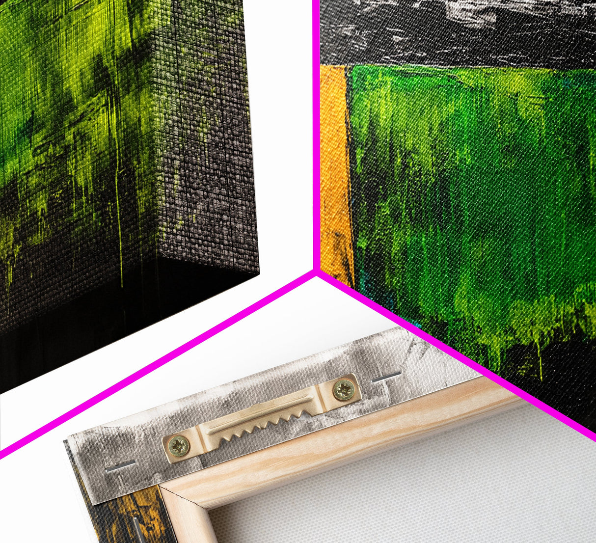 Abstract Landscape, Minimalist Art, Modern Wall Decor, Framed Canvas Print, Green and Gold Wall Art, Contemporary Home Decor