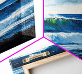 Rolling Waves, Deep Blue, Surf Art, Framed Canvas Print, Ocean Themed Decor, Beach House Art, Living Room Wall Art, Coastal Home Accent