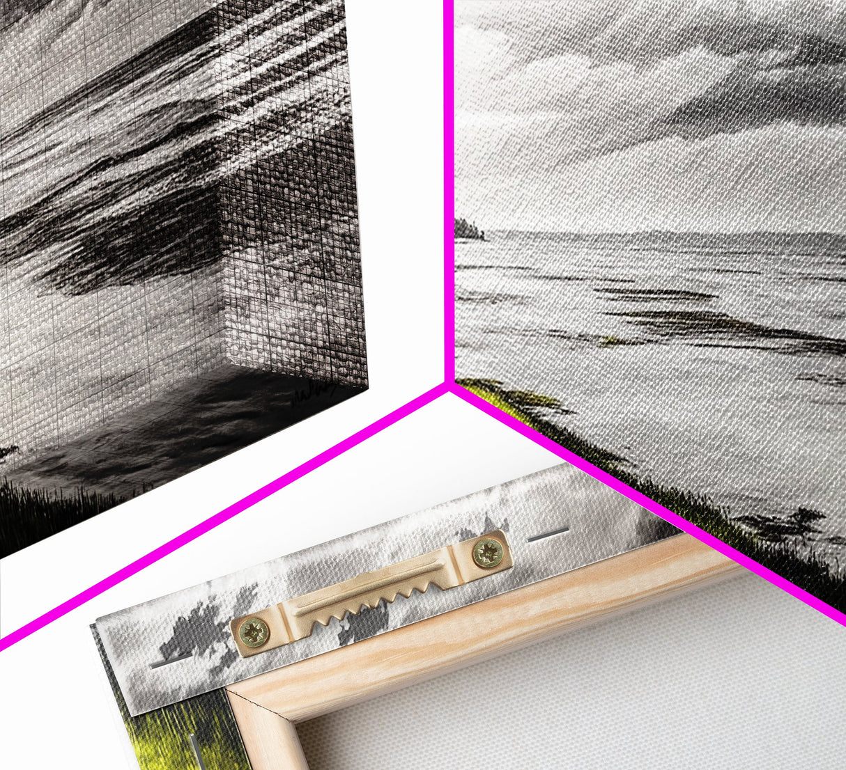 Stormy Beach, Coastal Horizon, Monochrome Landscape, Framed Canvas Print, Minimalist Art, Modern Living Room Decor, Dramatic Ocean Scene
