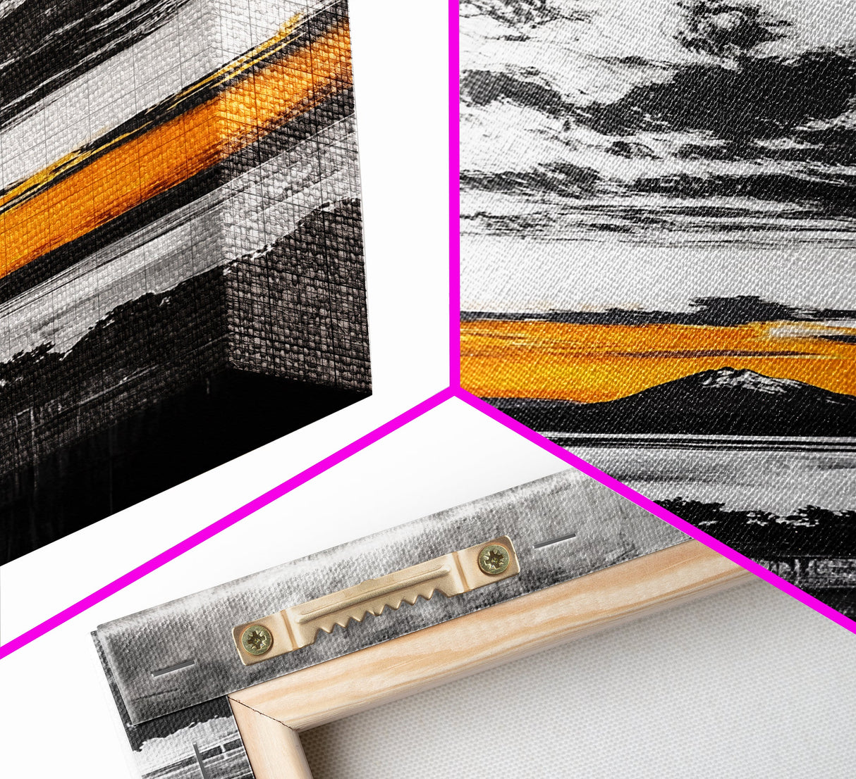 Volcanic Sunset, Black and White, Dramatic Sky, Framed Canvas Print, Moody Wall Art, Modern Landscape, Office Decor, Nature Aesthetic