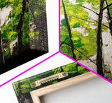 Birch Trees, Green Forest Art, Nature Landscape, Abstract Painting, Contemporary Wall Decor, Earthy Home Art, Framed Canvas Print