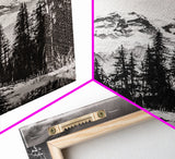 Snowy Peak, Mountain Landscape, Monochrome Art, Winter Wall Art, Nature Inspired, Rustic Wall Decor, Large Wall Art, Framed Canvas Print