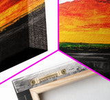 Fiery Sunset, Abstract Landscape, Vibrant Colors, Warm Tones, Fall Wall Decor, Bold Statement Art, Living Room Art, Framed Canvas Print