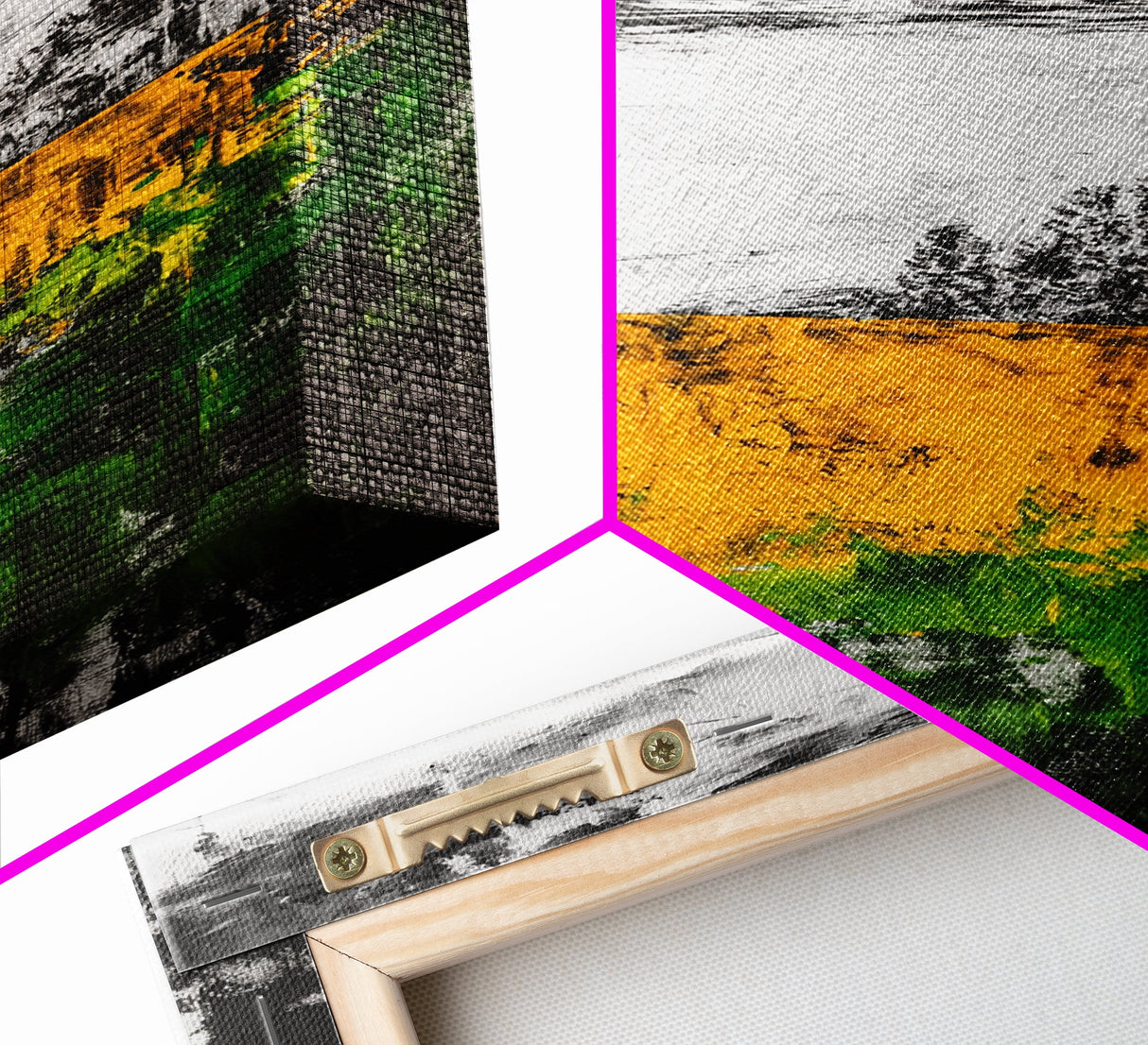 Modern Abstract Landscape, Unique Nature Scene, Rustic Farmhouse Wall Decor, Minimalist Home Gift, Framed Canvas Print