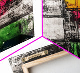 Abstract Modern Art, Black White Geometric, Yellow Red Green Blocks, Minimalist Wall Decor, Office Art, Mid Century Style, Canvas Print
