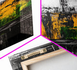 Industrial Texture, Abstract Modern Art, Yellow Green Minimalist, Contemporary Home Decor, Statement Wall, Framed Canvas Print, Gift Idea