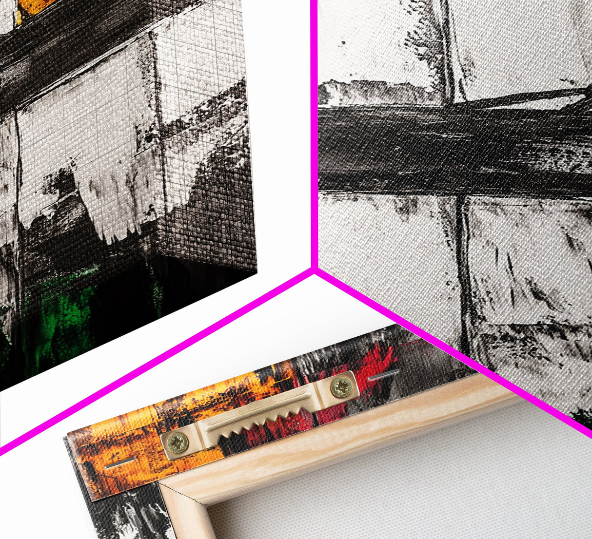 Urban Window, Abstract City Art, Modern Minimalist Wall Decor, Black and White Industrial, Rustic Texture, Canvas Print, Home Office