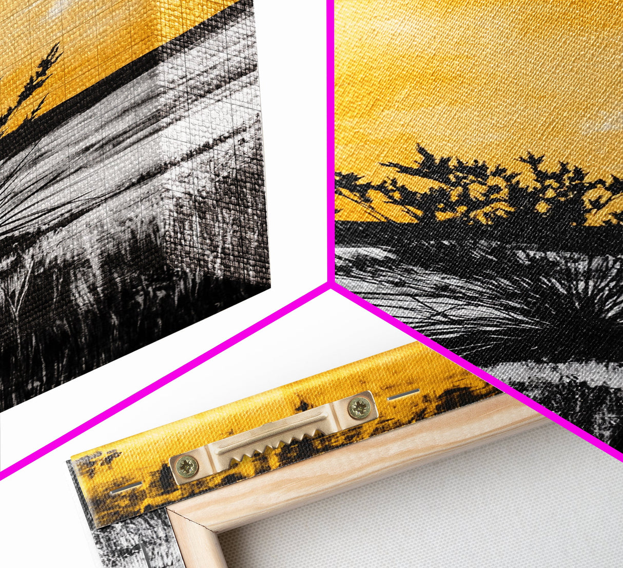 Golden Horizon, Minimalist Desert Art, Warm Sunset Tones, Contemporary Landscape, Boho Home Decor, Framed Canvas Print, Gift Idea